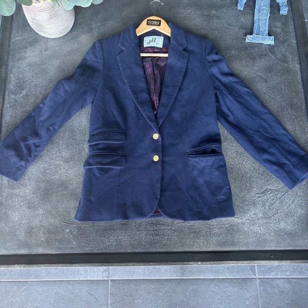 Vintage JH Collectibles Navy Wool Blazer | Size S - Picture 2 of 8